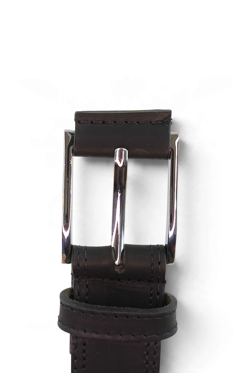 Cinturón de cuero vacuno jeanero de 3.5cm Negro