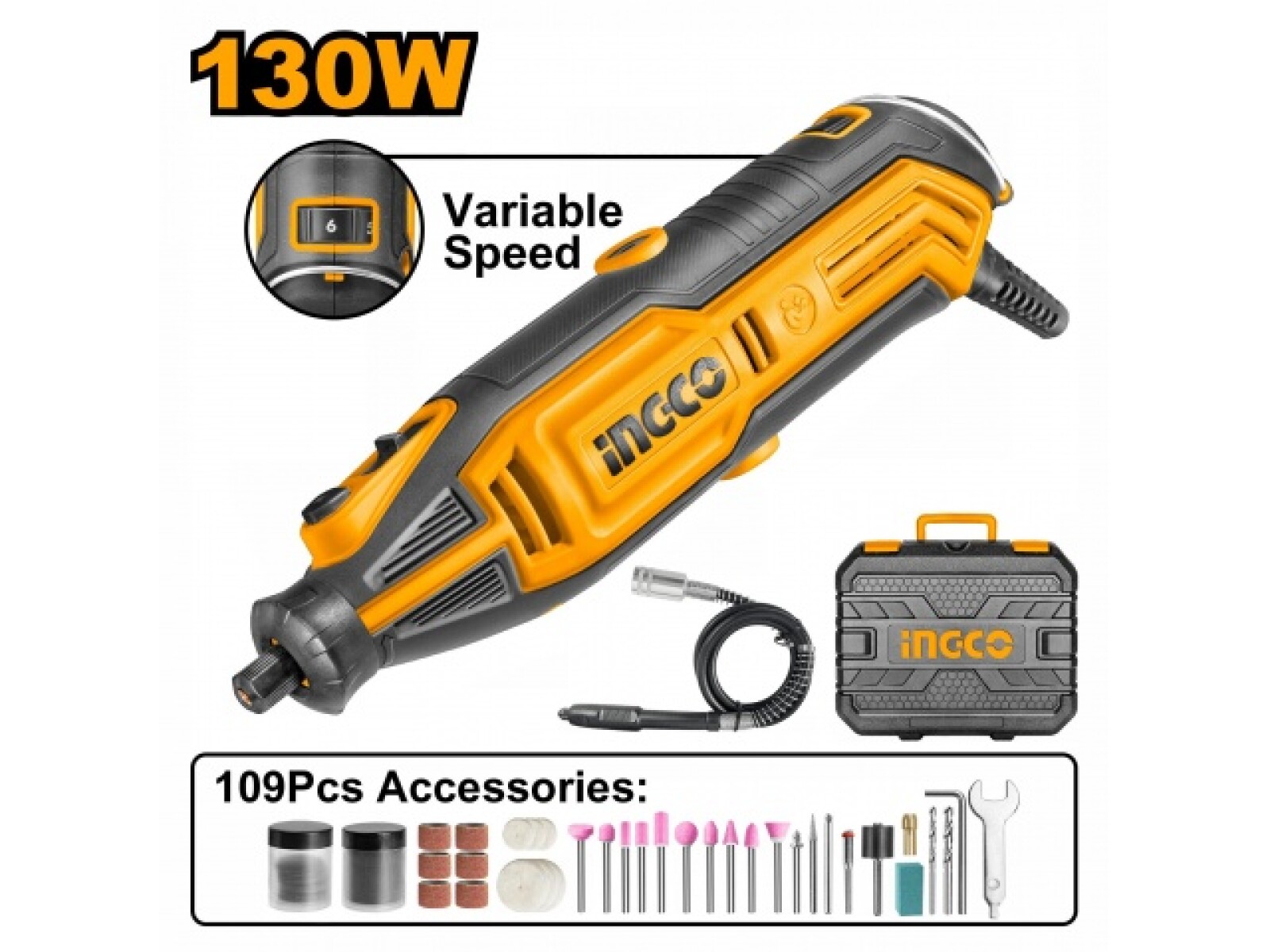 Mini Torno Ingco 130W Velocidad Variable 