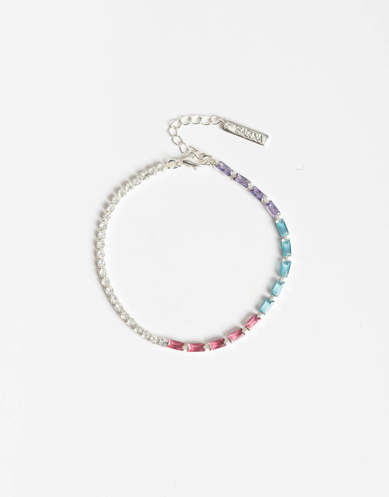 Pulseras Flexibles Strass Pulsera Flexible Con Cubic En Color - Plateado