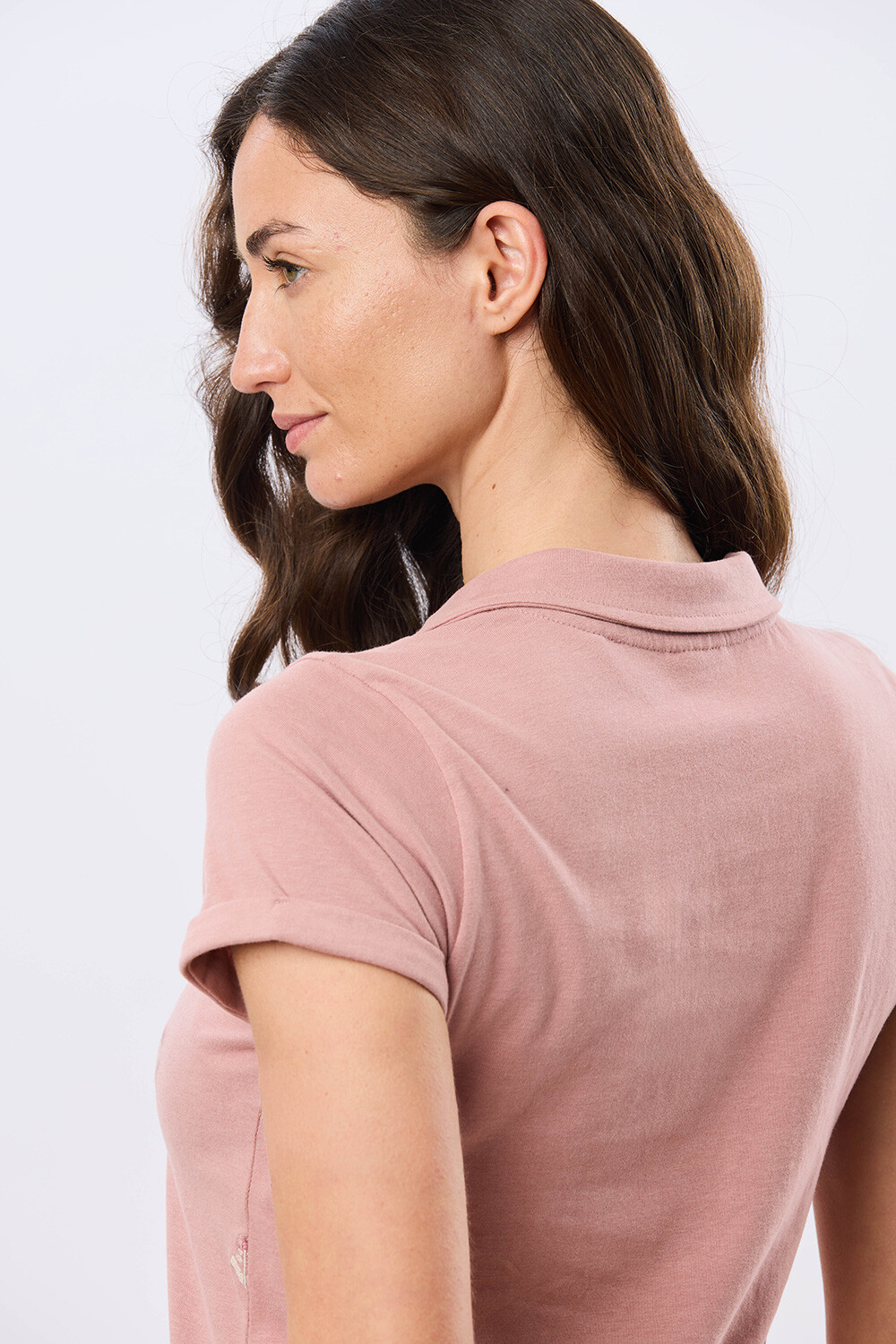 REMERA POLO BORDADA DE ALGODÓN Rosado