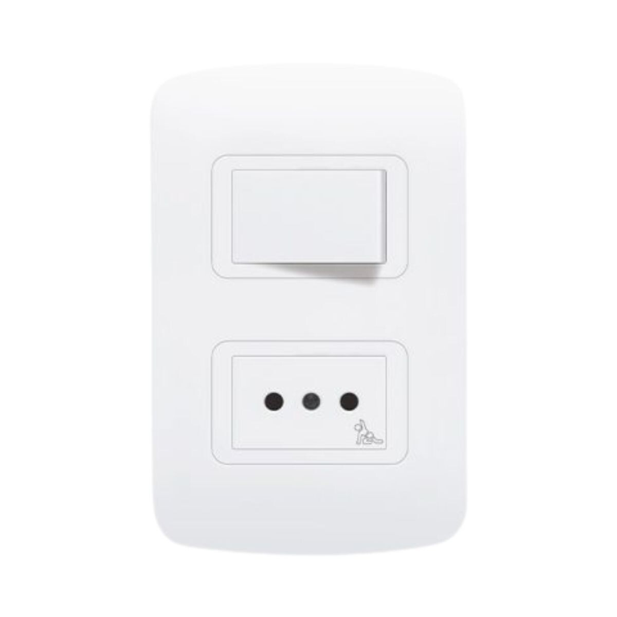 Plaqueta 3 En Linea + Interruptor Unipolar Blanco Molveno 