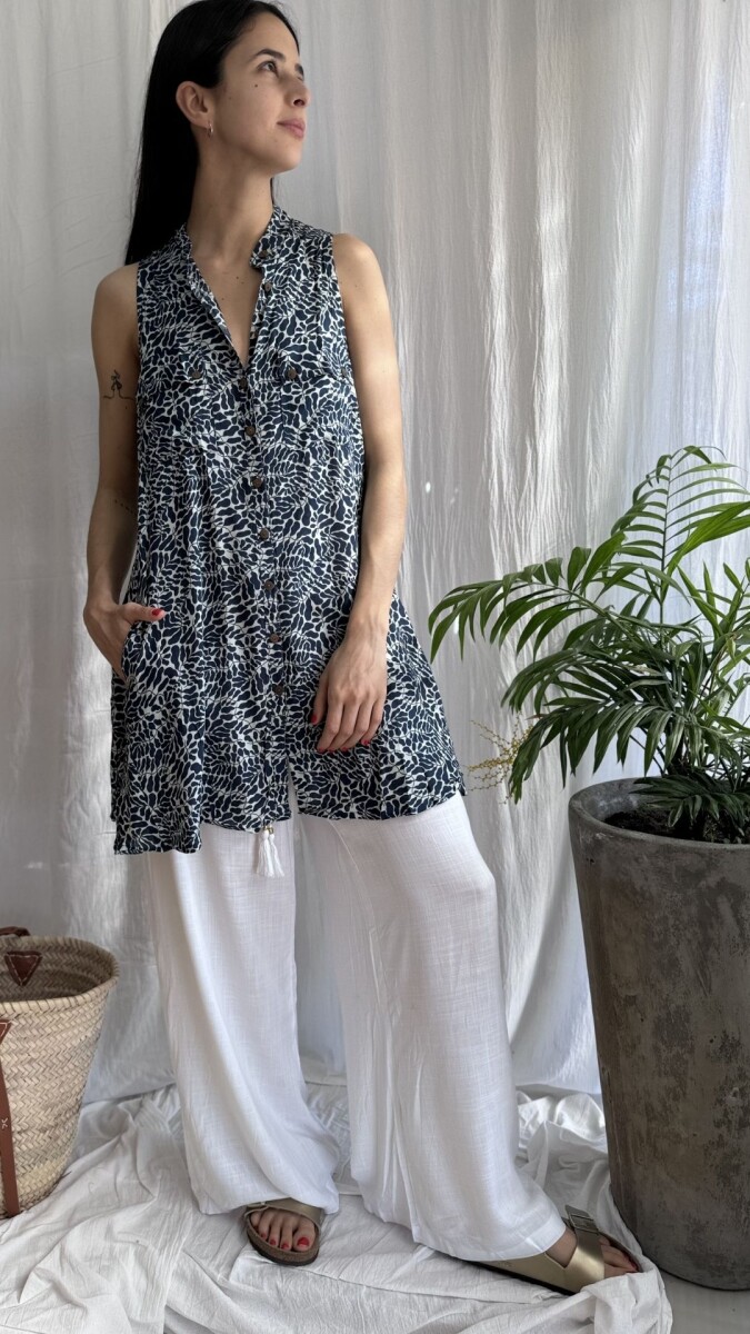 Camisa Gla - Azul con blanco 