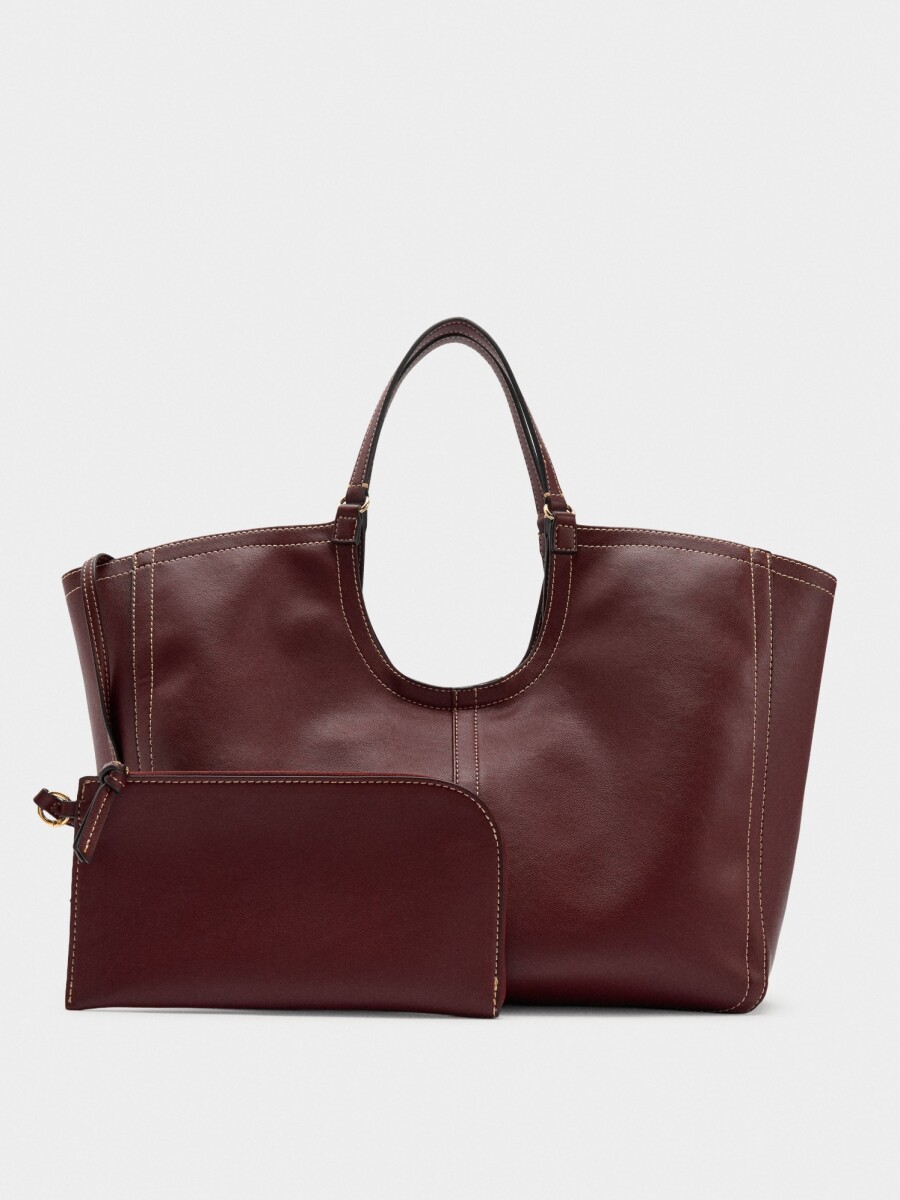 Bolso Shopper Liso Con Bolsa burdeos