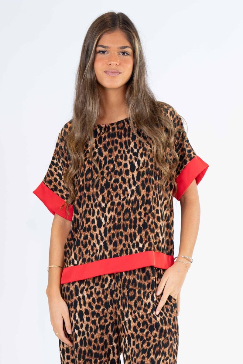 Blusa combinada Leopardo