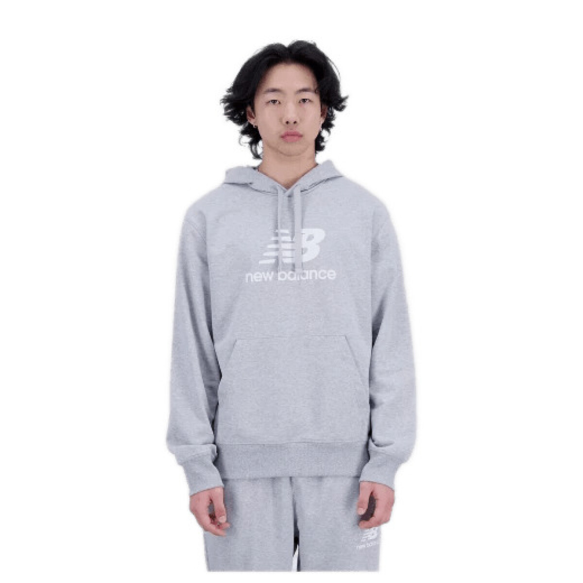 Canguro New Balance Hombre Essentials Stacked Logo Frech Terry Hoodie Grey - S/C 