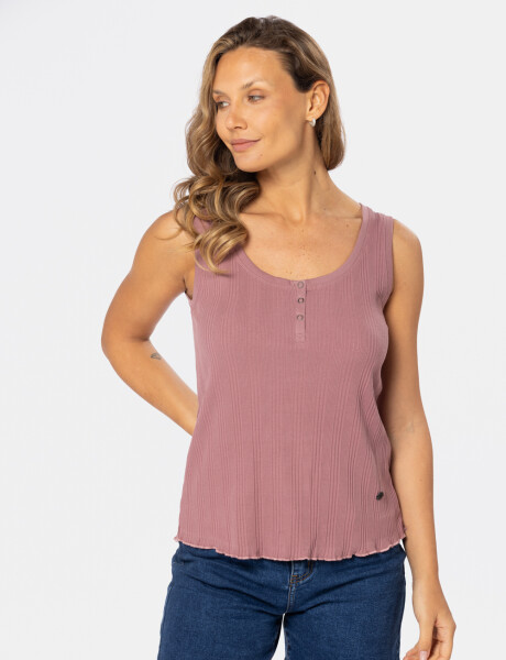 MUSCULOSA RIB CON BOTONES Rosado