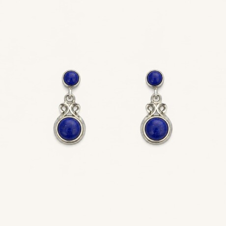 Caravanas Dos Piedras Lapislazuli - Plata 925 Caravanas Dos Piedras Lapislazuli - Plata 925