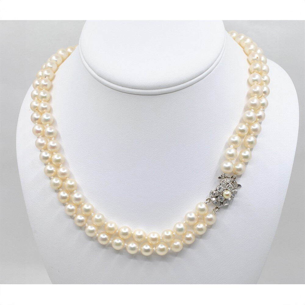Collar Perlas De Cultivo Con Broche De Oro 18 K , Brillantes Y Perla Collar Perlas De Cultivo Con Broche De Oro 18 K , Brillantes Y Perla