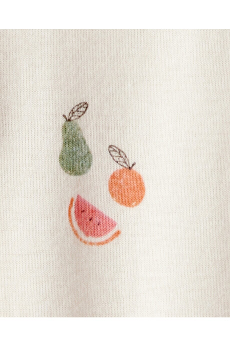 Pijama una pieza de algodón orgánico con pie, diseño frutal Sin color