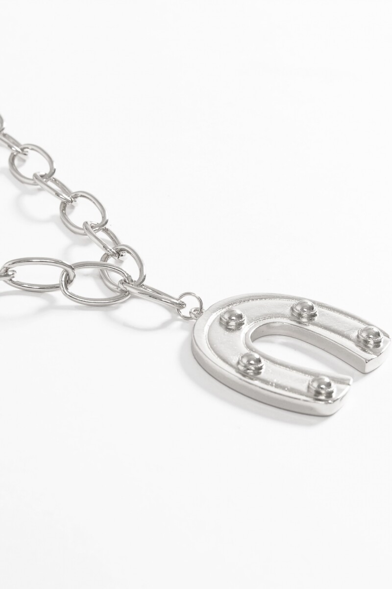 Collar cadena doble herradura plateado