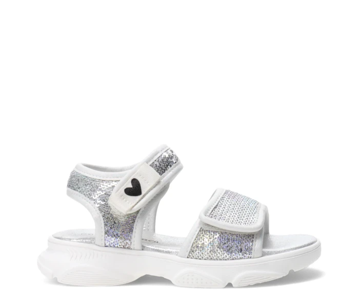 Sandalia SHINE con lentejuelas y velcro Silver