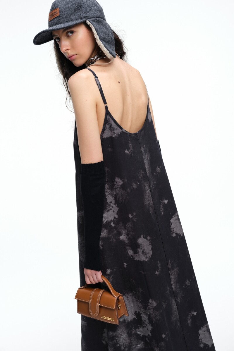 VESTIDO LARGO PRINT Negro