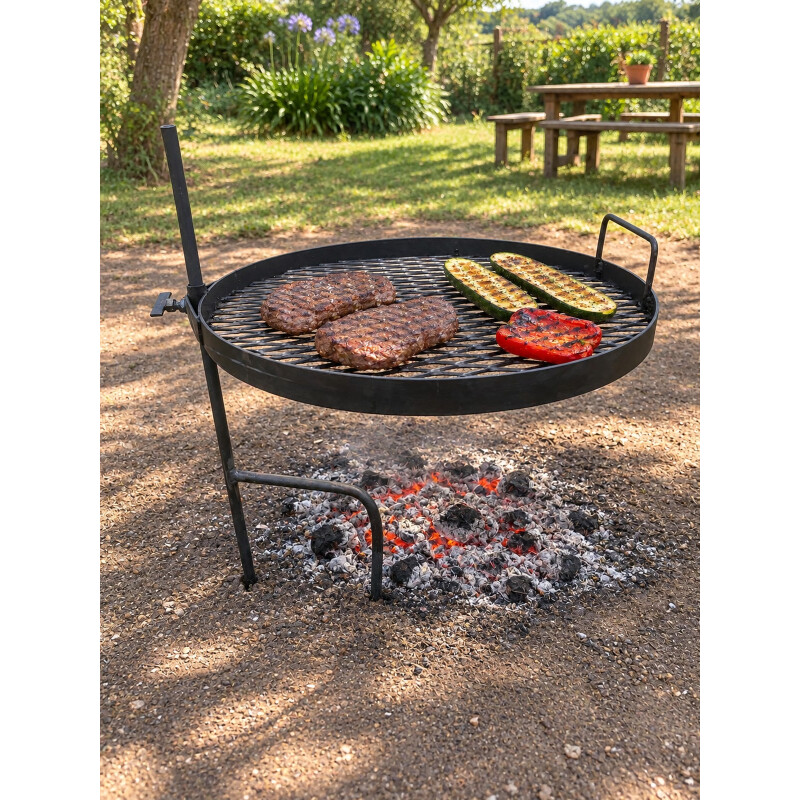 Parrilla portátil Flama de 48 cm con giro 360° y altura regulable Parrilla portátil Flama de 48 cm con giro 360° y altura regulable