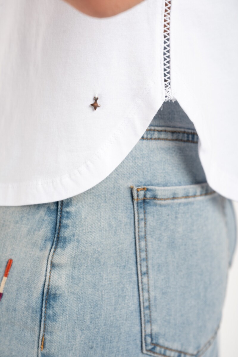 Remera Algodon Peinado Blanco