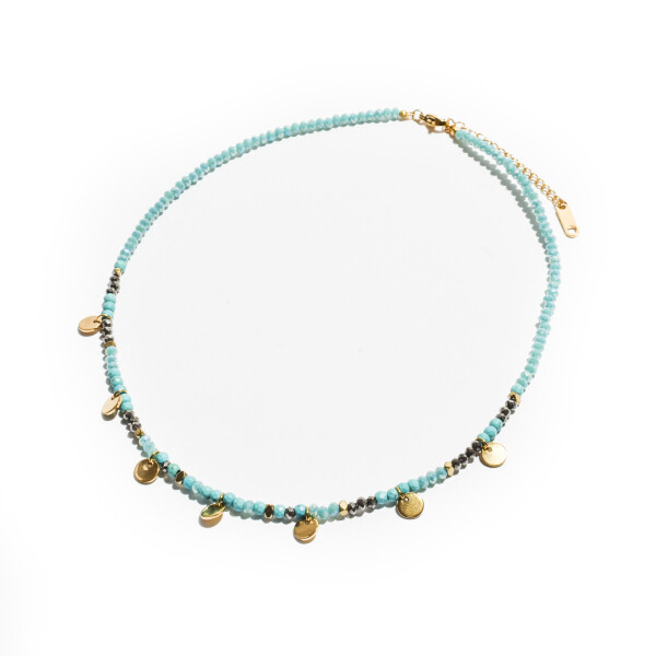 Collar turquesa moneditas acero Collar turquesa moneditas acero