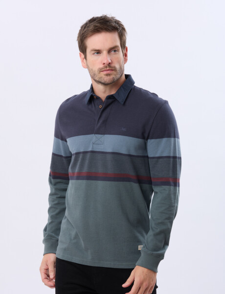 REMERA POLO RAYADA DE ALGODÓN Verde