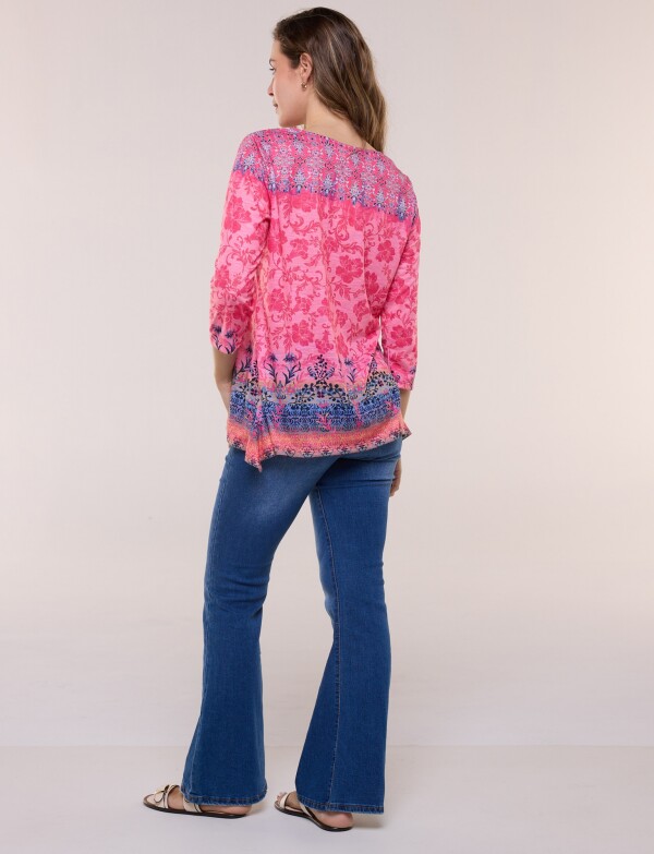 Remera Evasé Estampada FUCSIA/MULTI