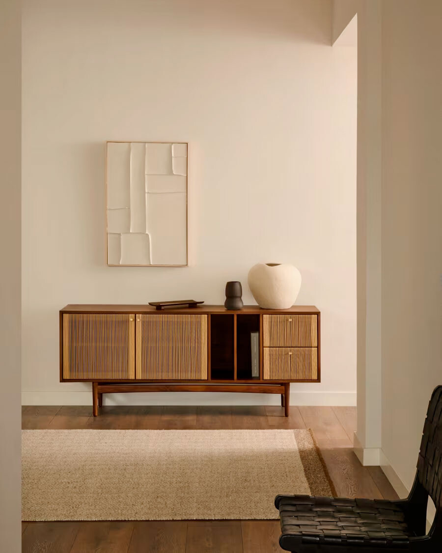 Cuadro Klis de lino con formas geométricas blanco 60 x 90 cm