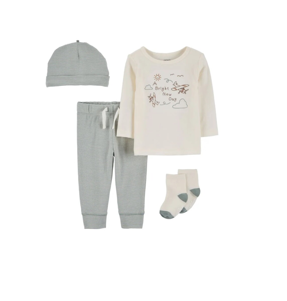 Conjunto Carters 4 piezas Gorro Medias RN - a Bright new day Beige 