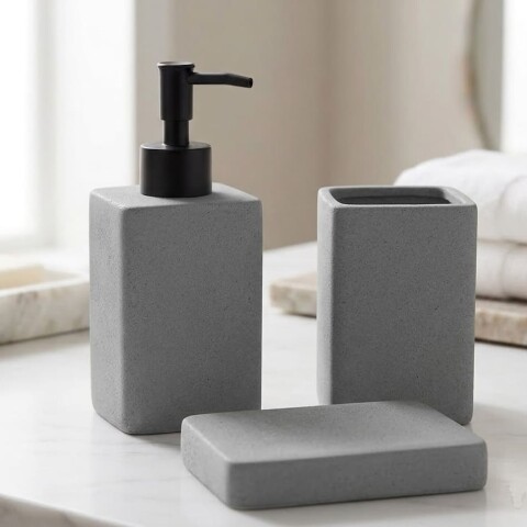 Set accesorios para baño cerámica gris Set accesorios para baño cerámica gris