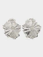 Pendientes Maxi De Flor Doble Esmaltados plateado