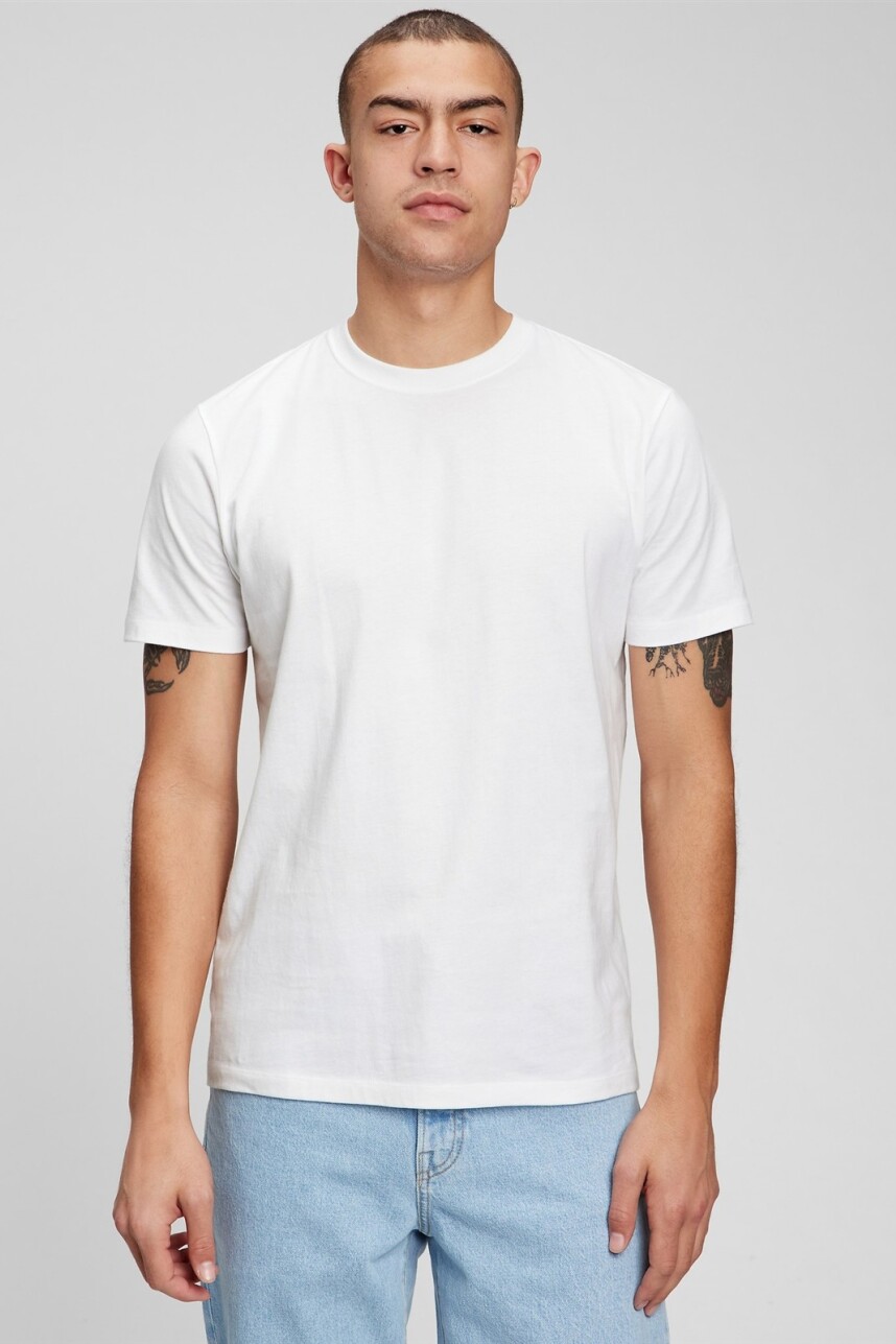Remera Bàsica Manga Corta Hombre White V2 Global