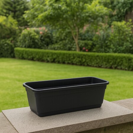 MACETA JARDINERA RECTANGULAR 52X18X14CM NEGRO