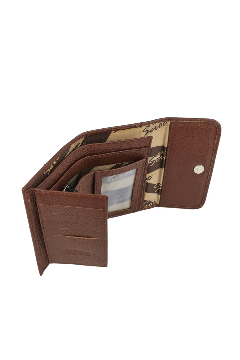 Billetera Amplia de Cuero para Dama - Diseño Trifold y Bolsillo Exterior con cierre Billetera Amplia de Cuero para Dama - Diseño Trifold y Bolsillo Exterior con cierre