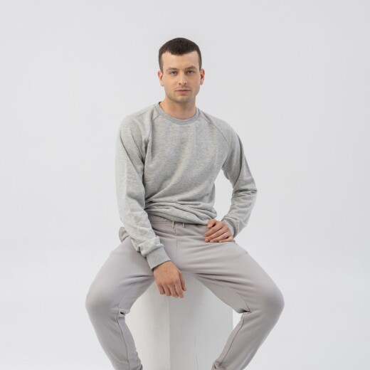 Buzo Menpi Alta Calidad Moda Hombre Cuello Redondo Deportivo Gris S/C