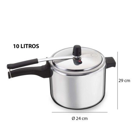 Olla Cacerola Presión 10Lt Ø24cm Esp. 2.3mm Pulida Aluminio Plateado