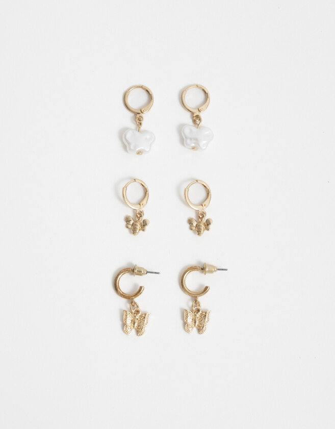 Aros Argollas Set Mariposas Aros Argollas Sets De Animalitos - Dorado