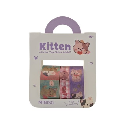 Cinta decorativa gatitos violeta