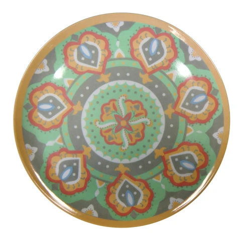 Plato Llano Melamina 25,4 cm - Varios Diseños Mandala Turquesa