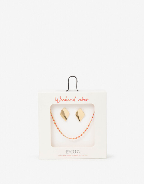 Bijouterie Set Sets temáticos Set De Aros Chapones Y Collar - Rojo Cereza