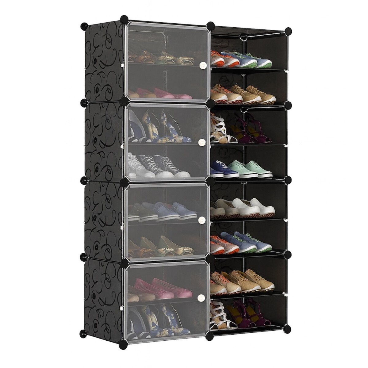 Zapatera Organizador IMBACK IBK-PLC006 | 16 Estantes, Gran Capacidad para 32 Pares, Compacta y Moderna Negro 