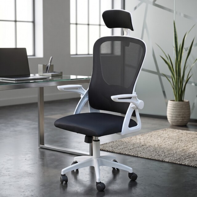 SILLA DE OFICINA ASIENTO ERGONÓMICA ESCRITORIO GIRATORIA REGULABLE APOYABRAZOS NEGRO