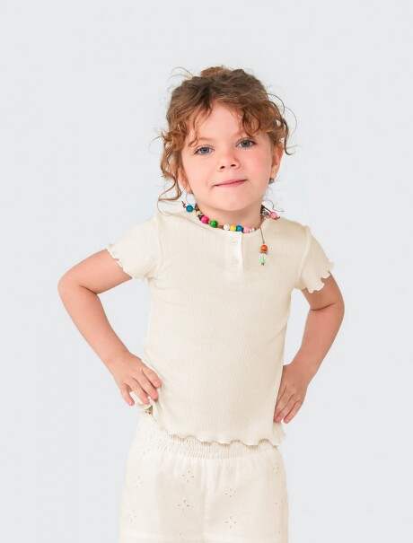 BLUSA INFANTIL CON BOTONES BEIGE