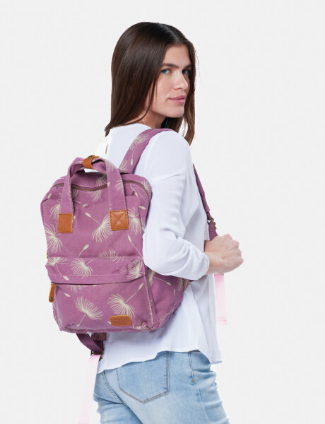 MOCHILA DE LONA ESTAMPADA Rosado
