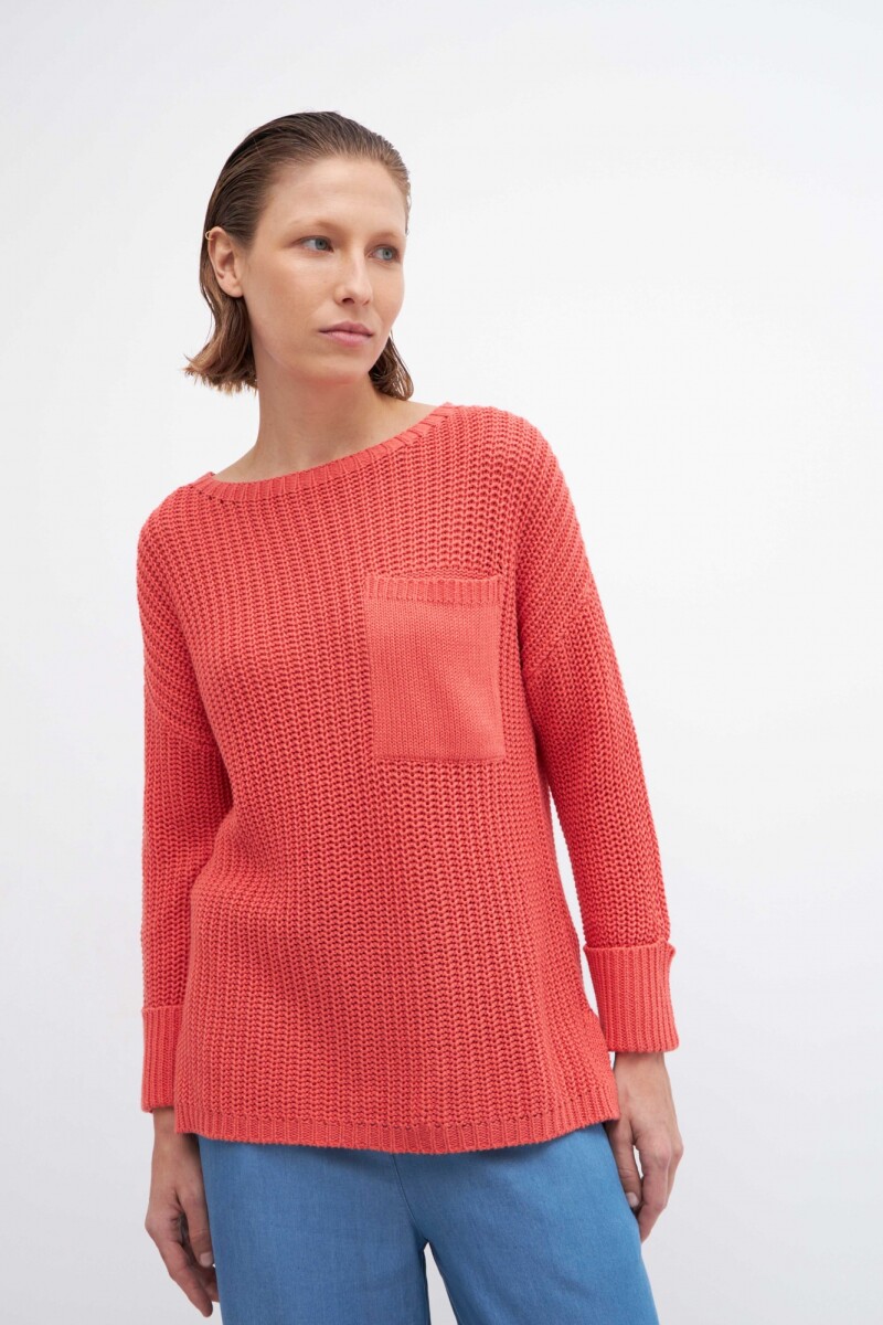 Sweater con bolsillo - coral 