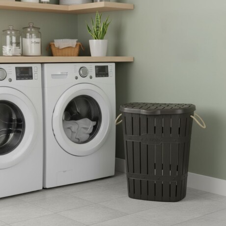 Cesto para ropa con asas de cuerda baño MARRON