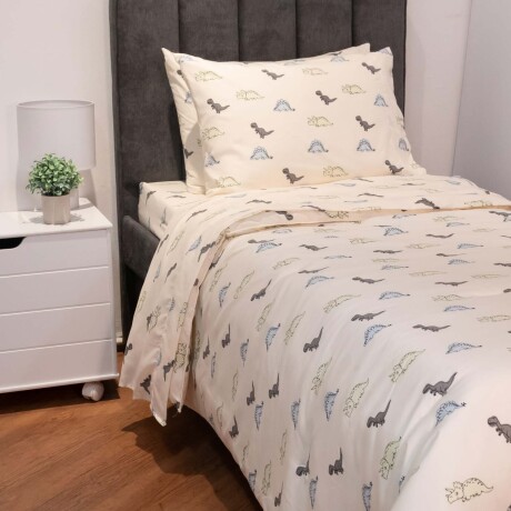 JGO SÁBANAS FIBRA-SUAVE NATURAL-BEIGE DINOS KIDS ARENA
