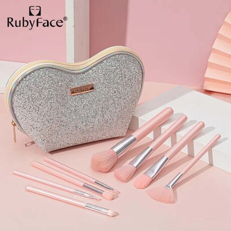 Set Completo cepillos para Maquillaje 8 Piezas con Estuche Dorado