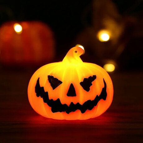 Mini calabazas Halloween plásticas con luces decorativas Naranja