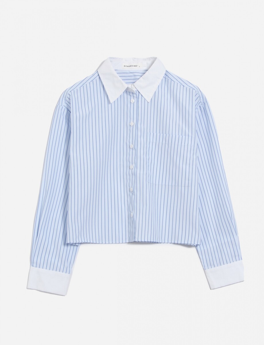 Camisa crop top bicolor - Celeste 