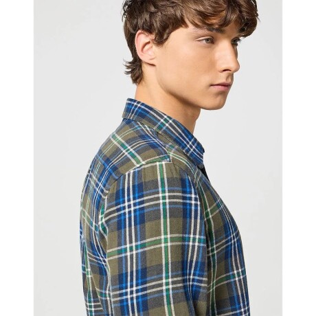 Camisa Wrangler de Hombre - 1 PKT SHIRT - W112357239GREENBLU ELD