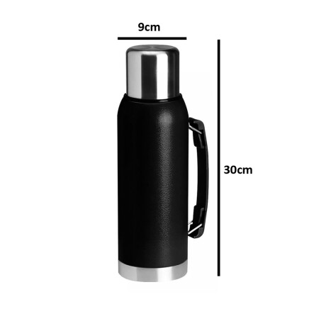 Termo de Acero Inoxidable 1L con Cebador Tapa y Manija NEGRO