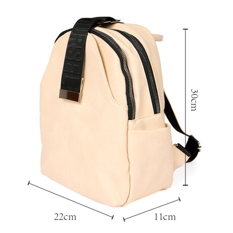 Mochila con Doble Compartimiento y Bolsillo Frontal Canva Crudo