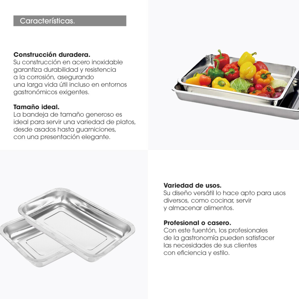 Fuentón Bandeja Asadera 31x21x4cm Acero Inox Gastronomía Fuentón Bandeja Asadera 31x21x4cm Acero Inox Gastronomía