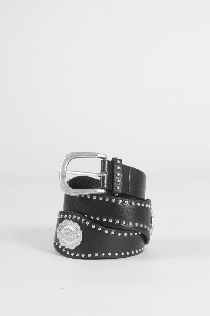 Cinturón aplique medallas negro