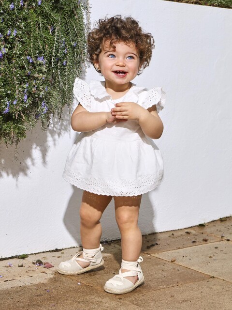 Rana Con Maxi Volante En Cintura Blanco